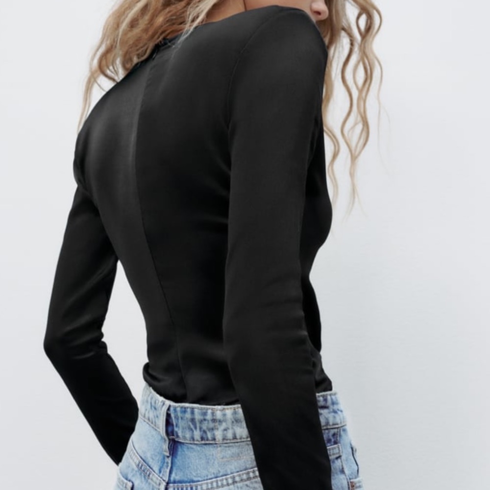 Zara Ruched Satin Effect Bodysuit - Picture 5 of 8